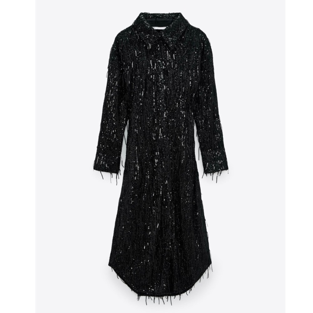 Zara Black Long Sleeve Dress
